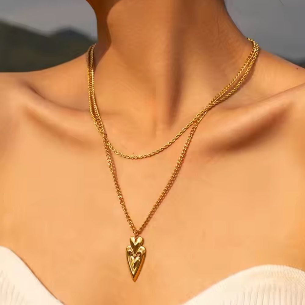 Anthropologie Gold Layered Heart Necklace